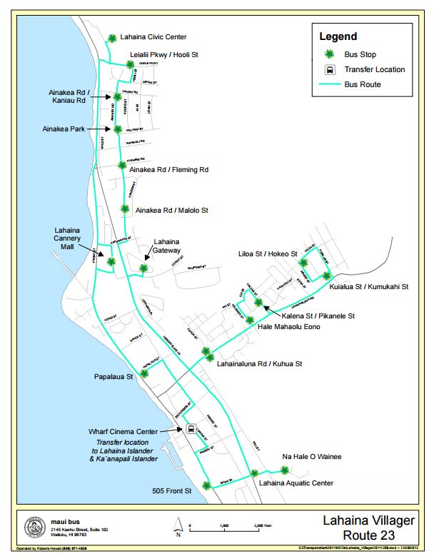 Lahaina Maui Bus Route Lahaina Bus map
